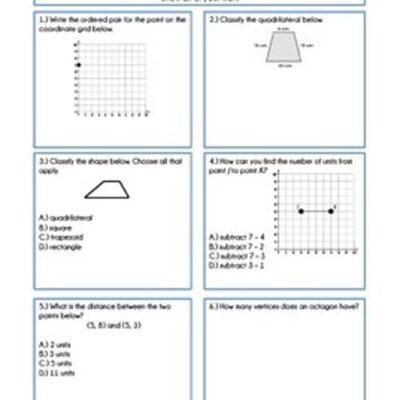 5th Grade Math Geometry Common Core Review Problems
