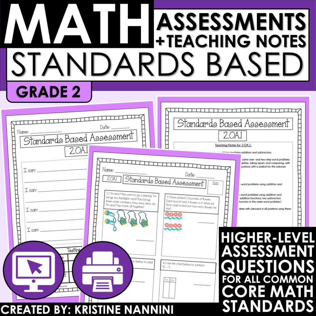 2nd Grade Math Assessments - Common Core - Teaching Notes