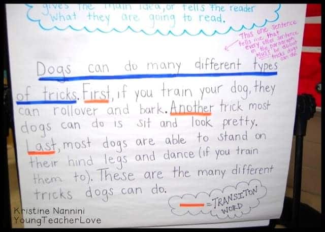 Topic Sentences Anchor Chart - Young Teacher Love by Kristine Nannini