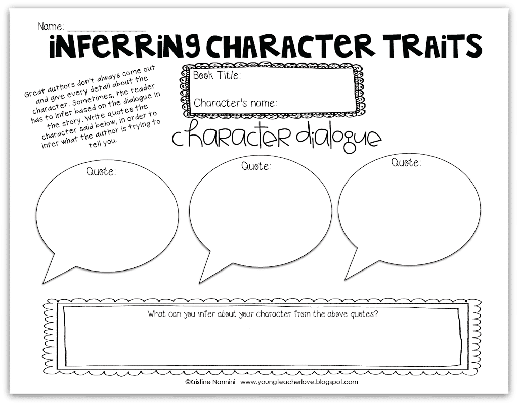 FREE Inferring Character Traits Graphic Organizer by Kristine Nannini