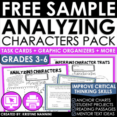 {FREE SAMPLE} Inferring Character Traits Organizer (Analyzing Characters Pack)