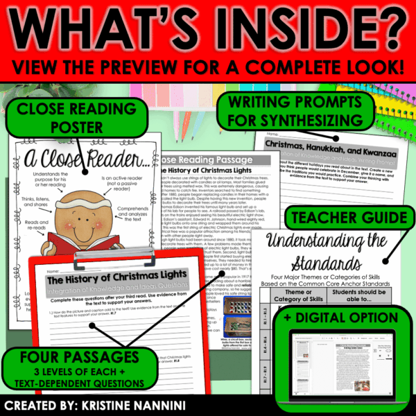 Slide32 Differentiated Close Reading Passages Christmas Themed