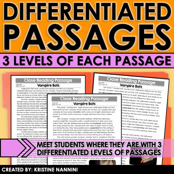 Slide26 Fall and Halloween Differentiated Close Reading Passages