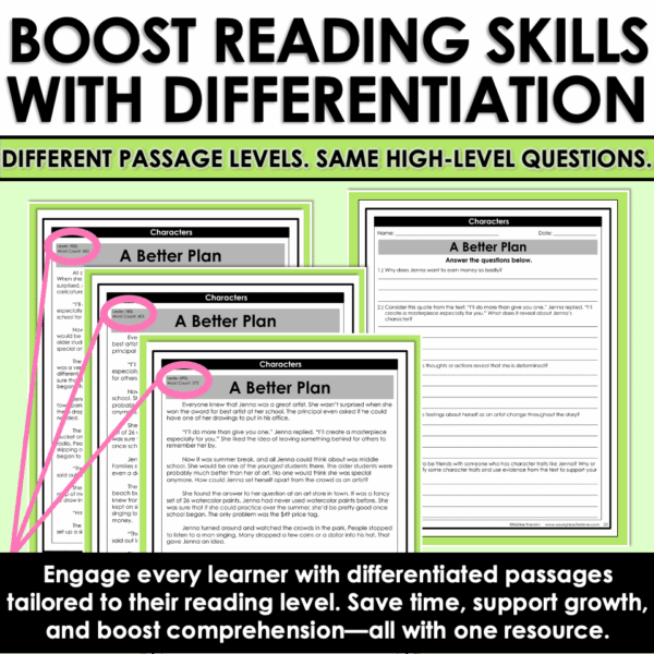 Slide14 Fiction Differentiated Passages and Questions Characters