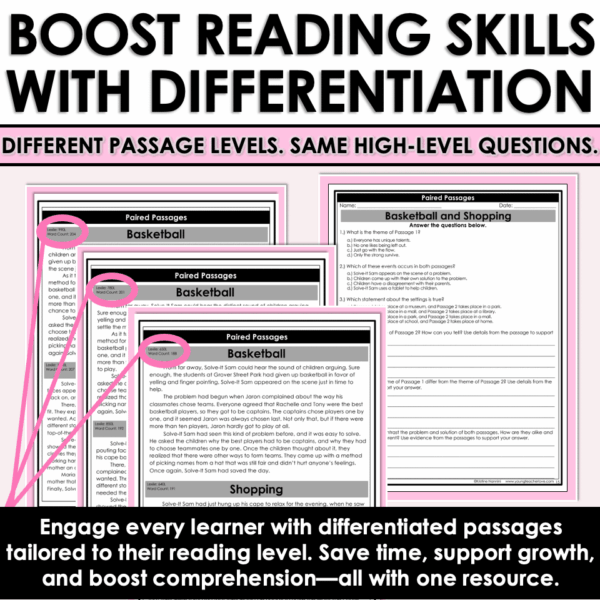 Slide22 Fiction Differentiated Passages and Questions Paired Passages