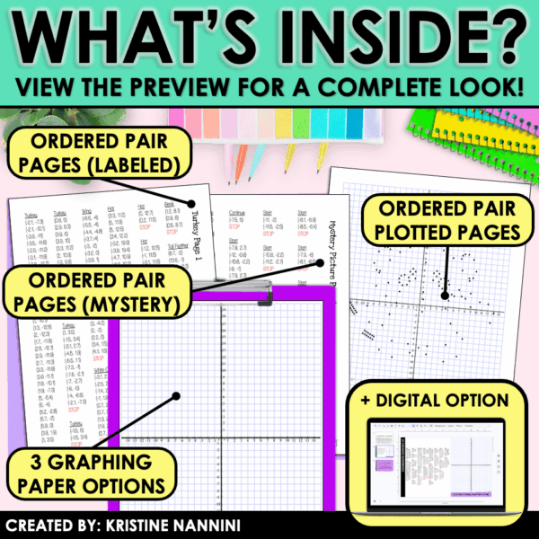Slide24 Coordinate Graphing Math Pictures BUNDLE