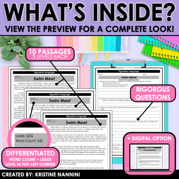 Slide4 Fiction Differentiated Passages and Questions Figurative Language