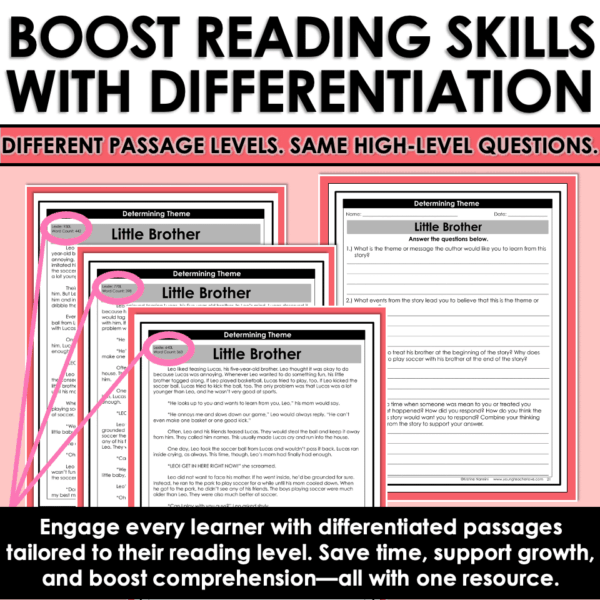 Slide6 Fiction Differentiated Passages and Questions Theme