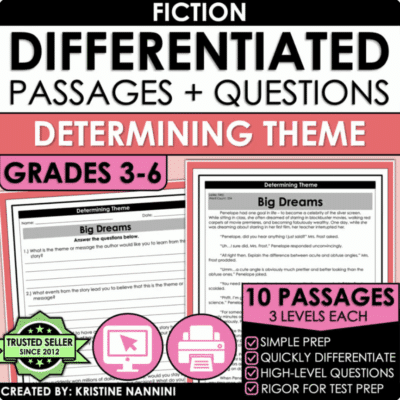 Determining Theme Reading Comprehension Passages and Questions