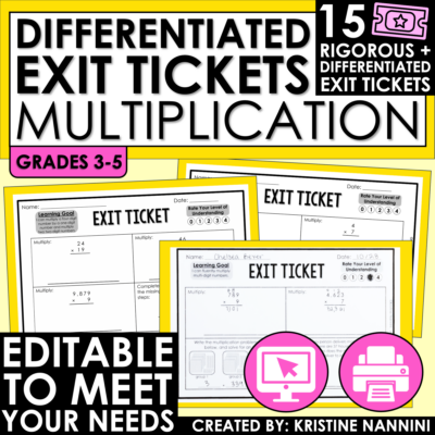 Multiplication Exit Tickets Differentiated Assessment - Digital Google Slides