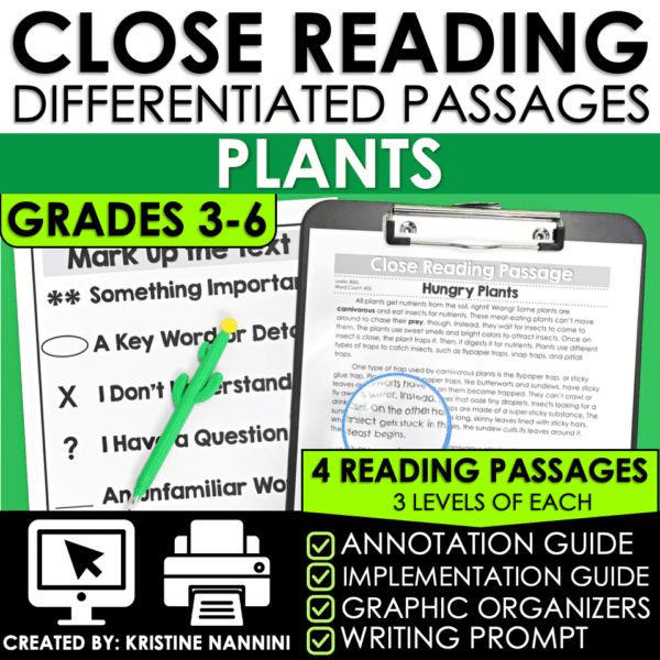 Plants Differentiated Close Reading Passages