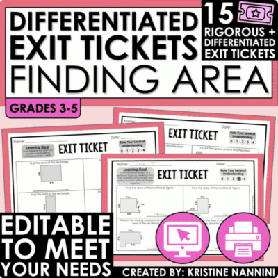 Area Exit Tickets - Differentiated Math Assessments - Digital Google Slides