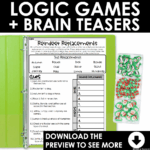Christmas Math Logic Games Puzzles and Brain Busters Critical Thinking Activities