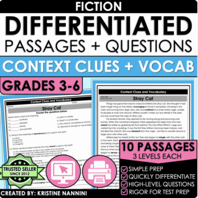 Context Clues Fiction Reading Comprehension Passages