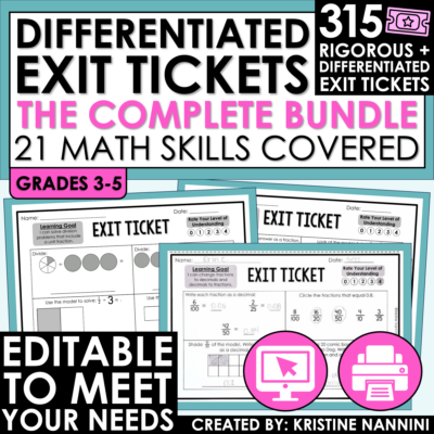 Math Exit Tickets - Test Prep - Differentiated - EDITABLE BUNDLE - Google Slides