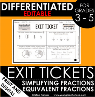 Simplifying Fractions and Equivalent Fractions Exit Tickets - Google Slides