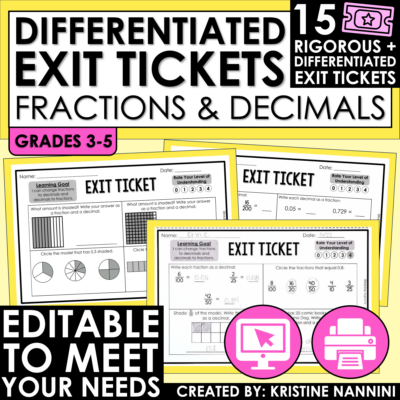 Converting Fractions and Decimals Exit Tickets - Differentiated - Google Slides