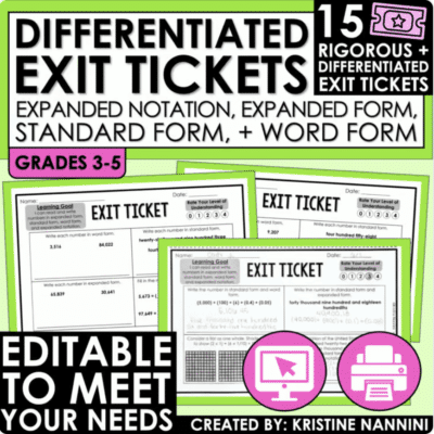 Place Value Expanded Form Standard Form Exit Tickets - Google Slides