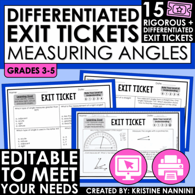 Measuring Angles Exit Tickets - Differentiated Assessments - Google Slides