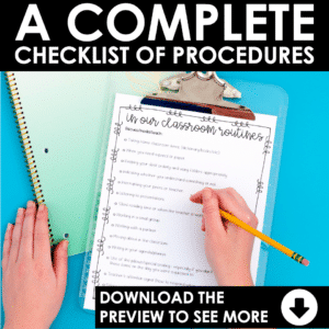 Classroom Procedures Checklist Back to School Managment