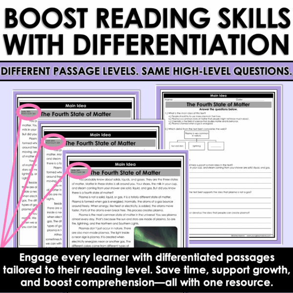 Slide2 Differentiated Nonfiction Reading Passages and Questions Main Idea