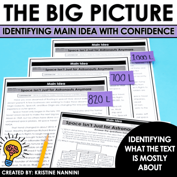 Slide3 Differentiated Nonfiction Reading Passages and Questions Main Idea