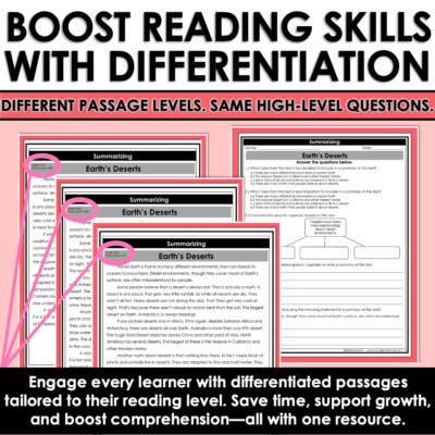 Differentiated Nonfiction Reading Passages and Questions Summarizing