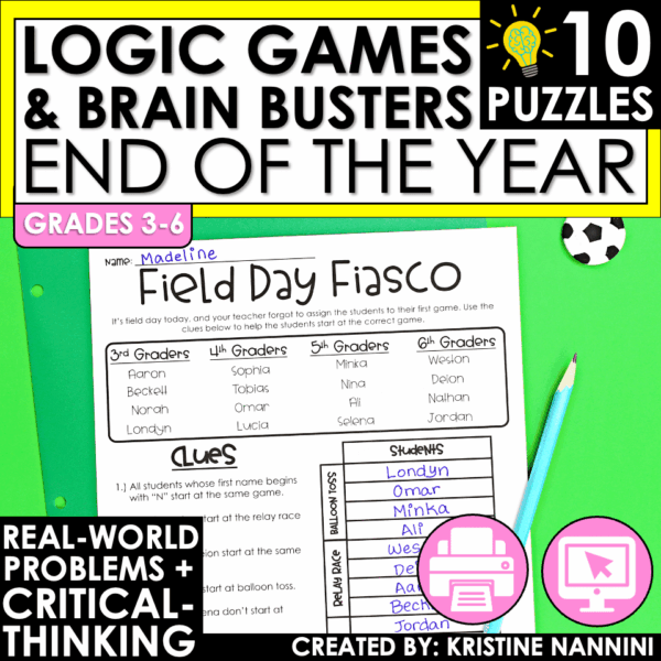 End of Year Logic Games and Brain Busters