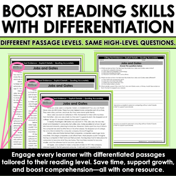 Slide14 Differentiated Nonfiction Reading Passages and Questions Citing Text Evidence
