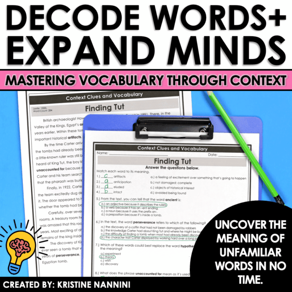 Slide23 Differentiated Nonfiction Reading Passages and Questions Context Clues and Vocabulary
