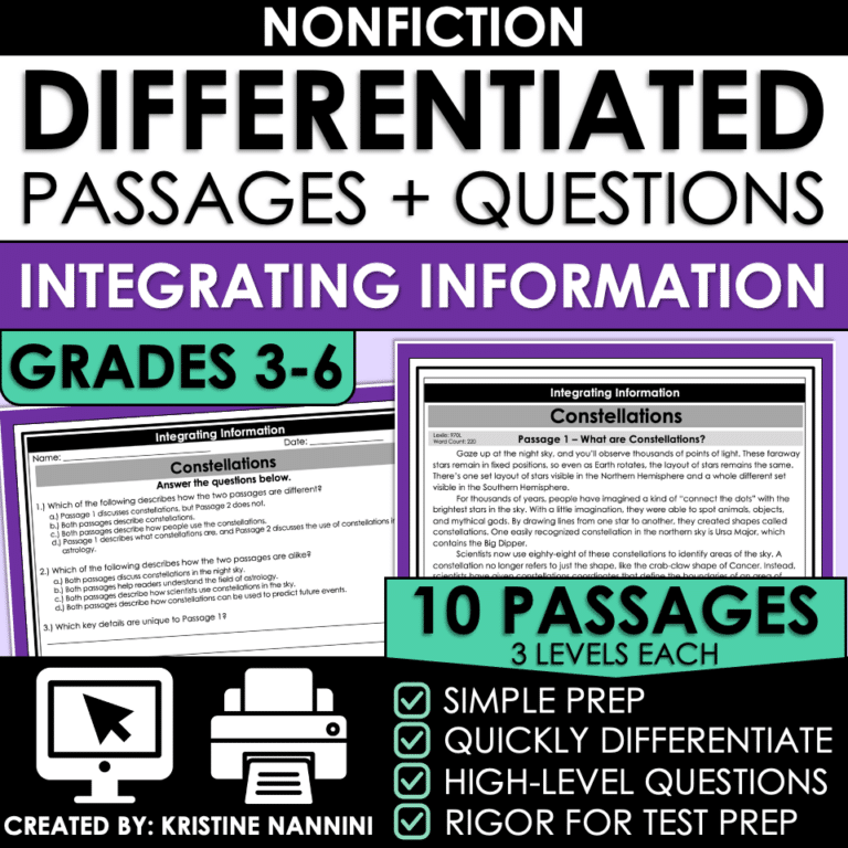Nonfiction Differentiated Passages and Questions Integrating Information