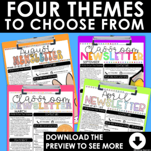Weekly and Monthly Editable Classroom Newsletter and Calendar Templates