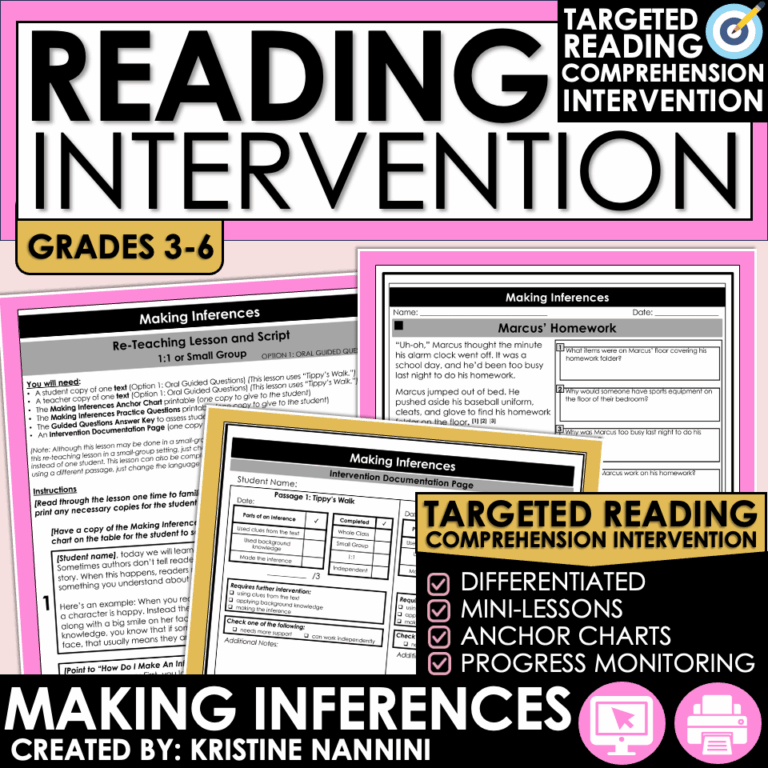 Making Inferences Reading Comprehension Intervention