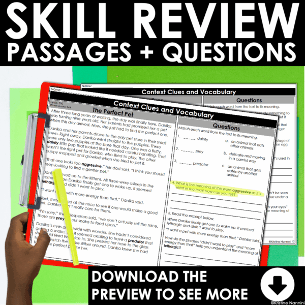 Slide15 3rd Grade Fiction Reading Passages and Skills Review