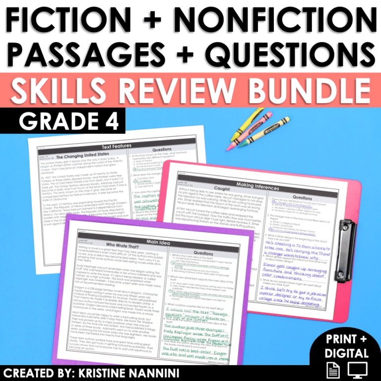 4th Grade Fiction & Nonfiction Skills Review Bundle