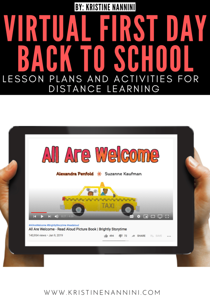 Virtual First Day Back to School Lesson Plans with Character Education Read aloud