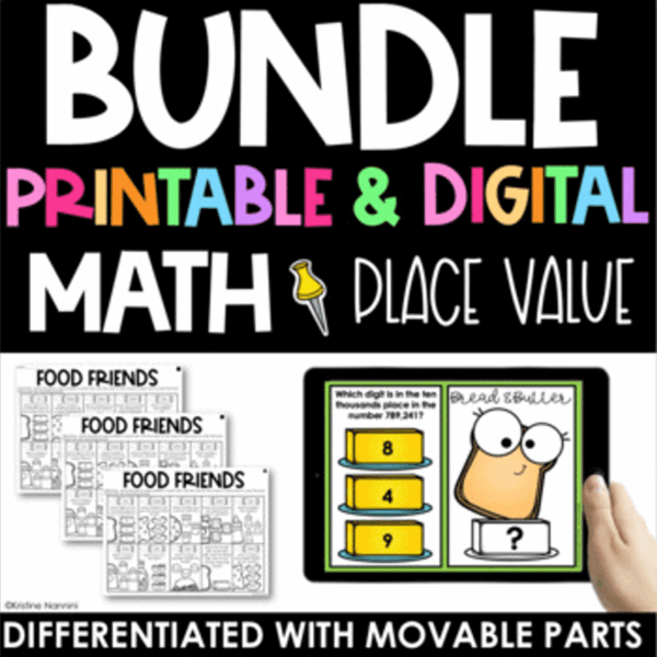 Printable and Digital Place Value activity BUNDLE