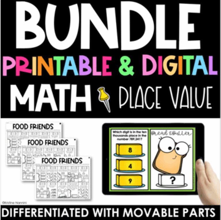 Printable and Digital Place Value activity BUNDLE
