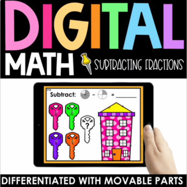 digital subtracting fractions activity