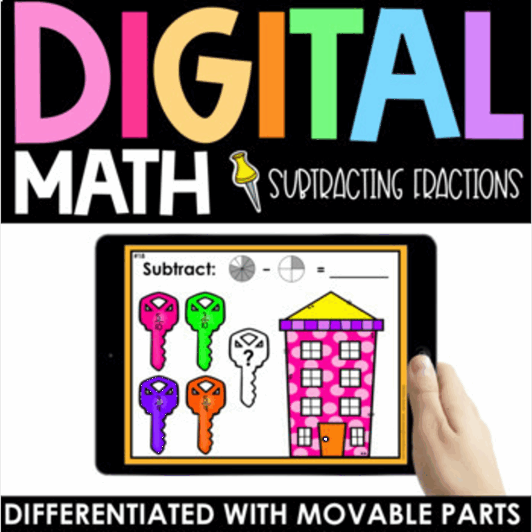 digital subtracting fractions activity