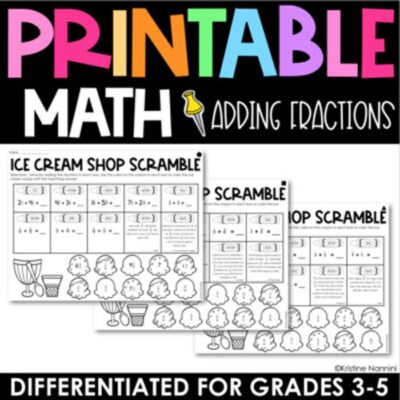 Adding Fractions Practice Differentiated- Printable No Prep Review