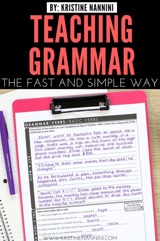 Grammar writing activity. Teaching grammar the fast and simple way.