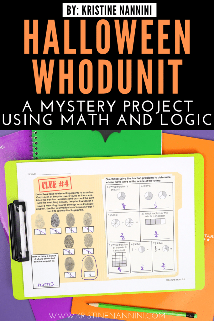 Halloween Whodunit math project - examine fingerprints to solve the case