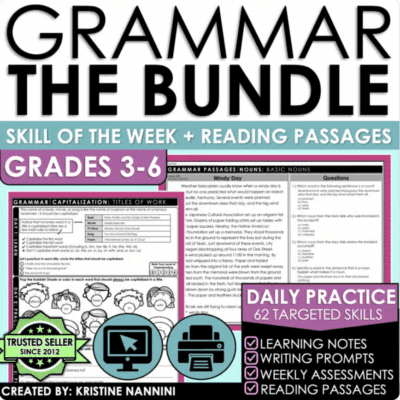 Grammar Skill of the Week and Reading Passages Language Review BUNDLE