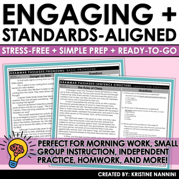 Slide7 Grammar Reading Passages Comprehension 3rd, 4th, 5th, 6th grade