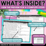 Grammar Reading Passages Comprehension 3rd, 4th, 5th, 6th grade