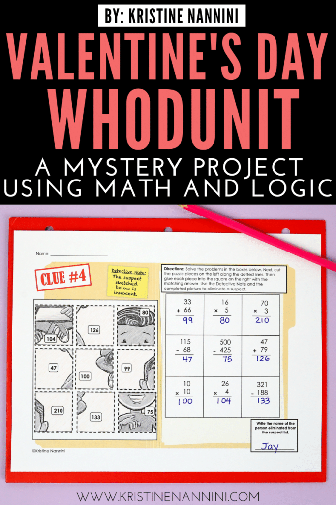 Valentine's Whodunit math project puzzle