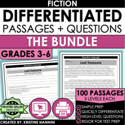 Differentiated Fiction Reading Comprehension Passages Bundle