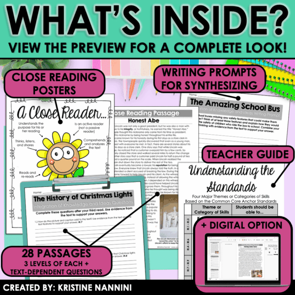 Slide36 Close Reading differentiated comprehension passages seasonal bundle