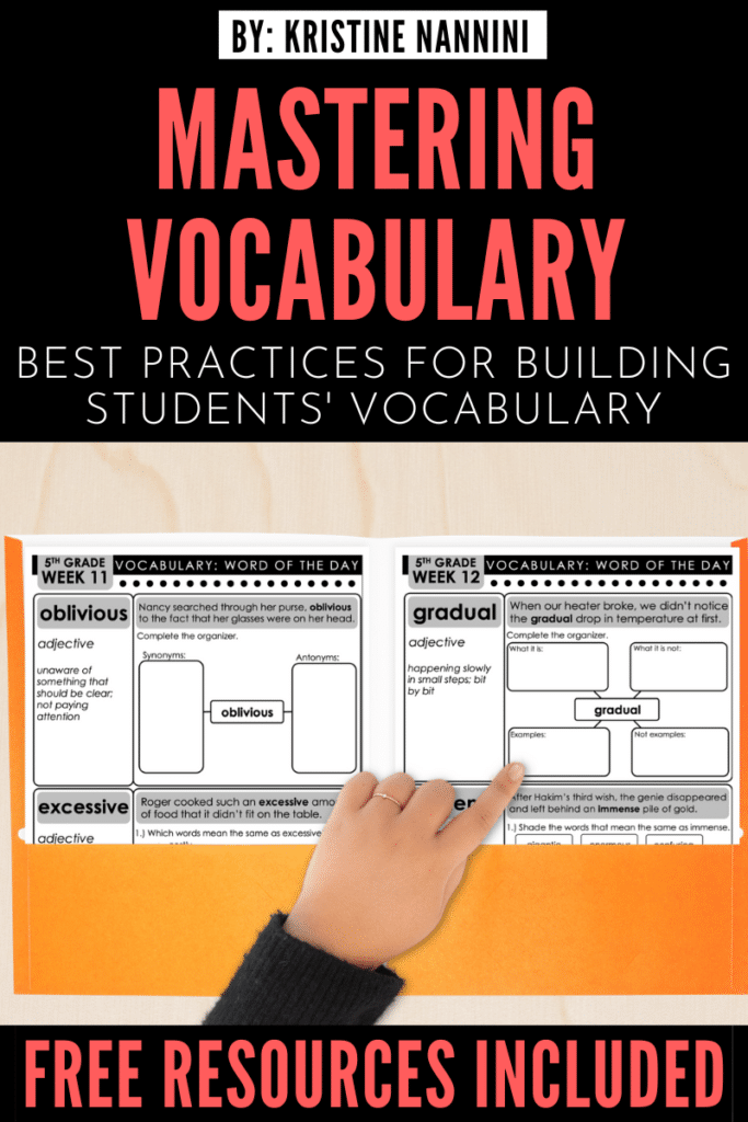 Best practices for building students' vocabulary - graphic organizer